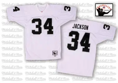Men's Mitchell and Ness Las Vegas Raiders Bo Jackson Throwback Jersey - White Authentic