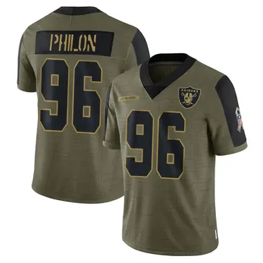Men's Nike Las Vegas Raiders Darius Philon 2021 Salute To Service Jersey - Olive Limited