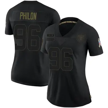 Women's Nike Las Vegas Raiders Darius Philon 2020 Salute To Service Jersey - Black Limited