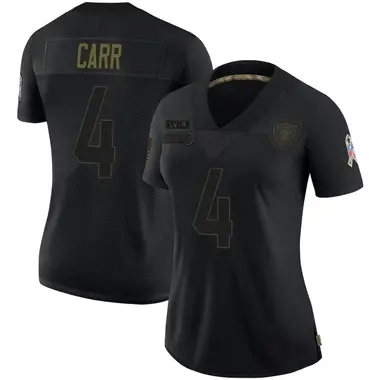 Women's Nike Las Vegas Raiders Derek Carr 2020 Salute To Service Jersey - Black Limited