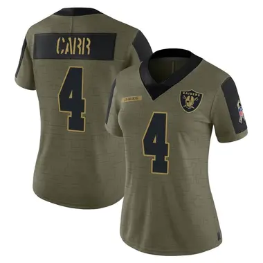 Women's Nike Las Vegas Raiders Derek Carr 2021 Salute To Service Jersey - Olive Limited
